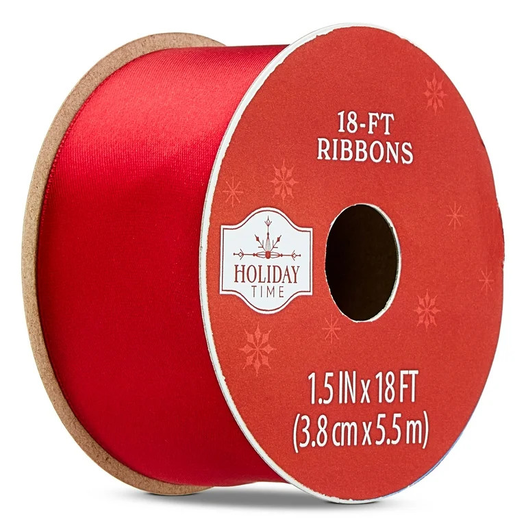 Red Christmas Ribbon, 1.5" x 18', by Holiday Time | Walmart (US)