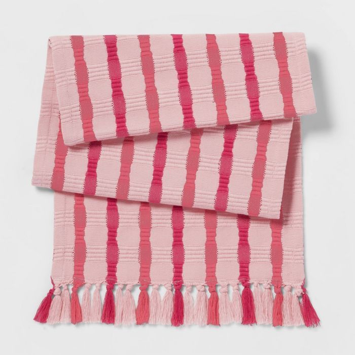 72&#34; x 14&#34; Cotton Striped Table Runner Pink - Threshold&#8482; | Target