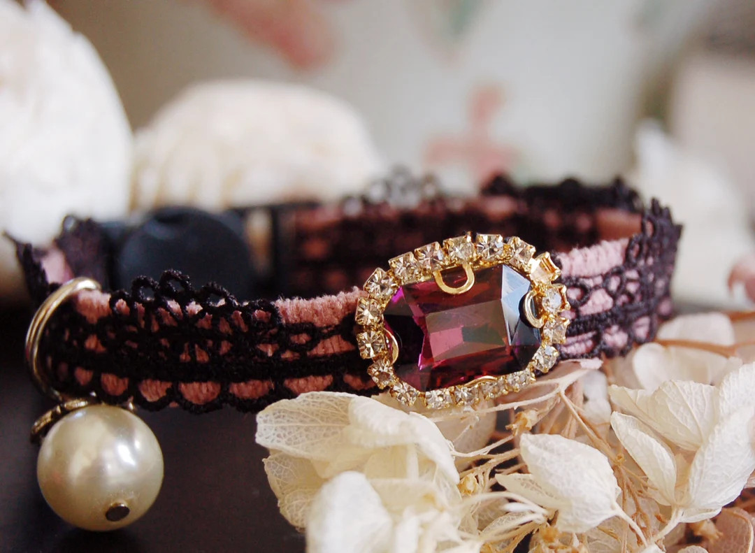 Cute Dusky Pink Cat Collar,lace Tea Cup Dog Collar,kitten Collar.tiny Dog Collar, Birthday Cat Gi... | Etsy (US)