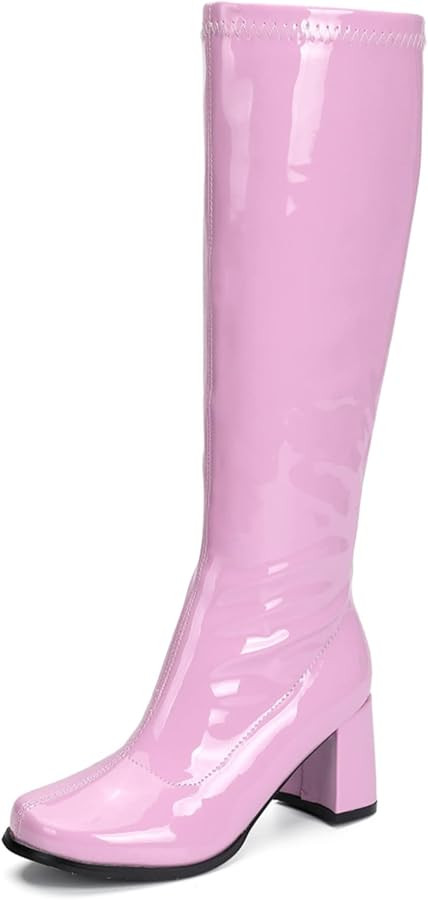 Women's Go Go Boots Over The Knee Block Heel Zipper Boot | Amazon (US)