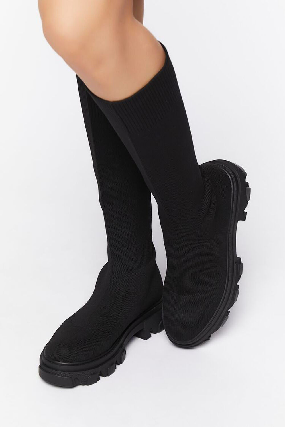 Calf-High Lug-Sole Sock Boots | Forever 21 (US)
