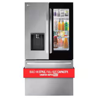 LG 26 cu. ft. Smart InstaView Counter Depth MAX French Door Refrigerator in PrintProof Stainless ... | The Home Depot