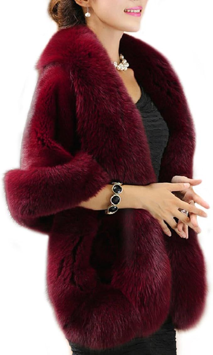 Amore Bridal Women's Luxury Faux Fur Shawl Wrap Stole Cape for Winter | Amazon (CA)