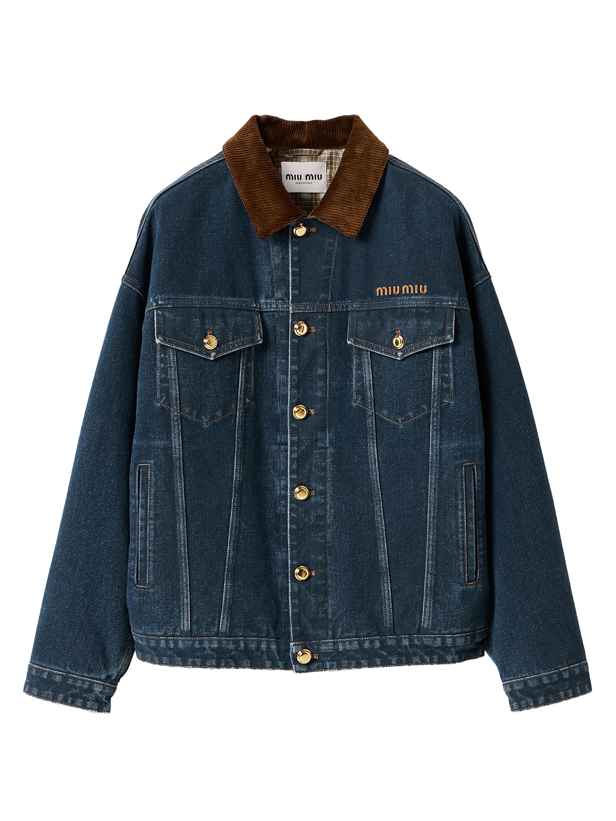 Miu Miu Flocked Denim and Velvet Blouson Jacket | Saks Fifth Avenue | Saks Fifth Avenue