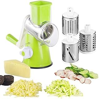 Cambom Rotary Cheese Grater Round Mandoline Slicer with 3 Interchangeable Blades, Manual Vegetabl... | Amazon (US)