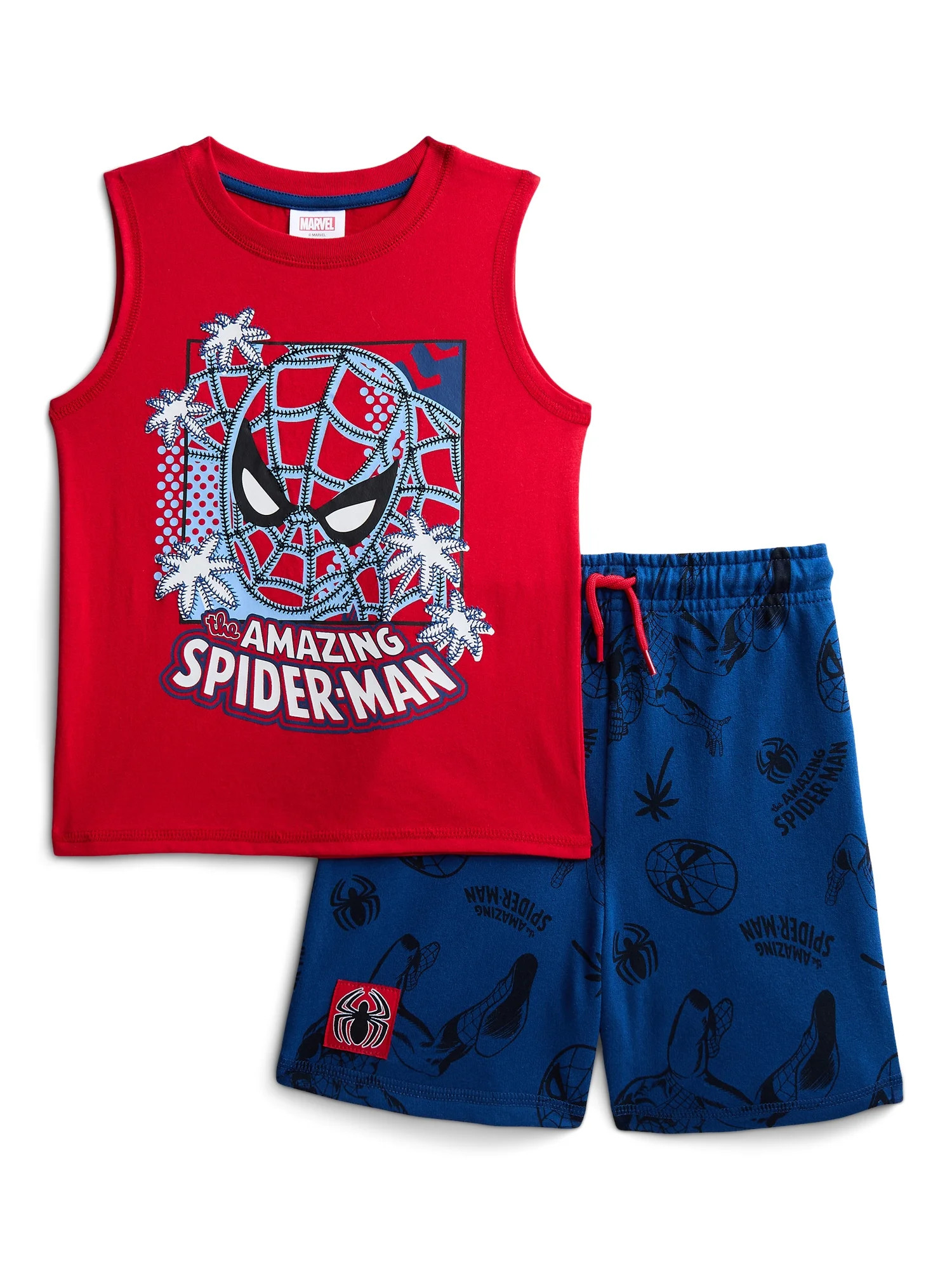 Spider-Man Toddler Boys Graphic Tank Top and Matching Allover Print Shorts Set, 2-Piece, Sizes 12... | Walmart (US)