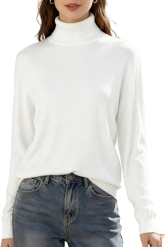 SANGTREE Women's Turtleneck Sweater Long Sleeve Casual Fall Winter Knit Pullover Sweater Top | Amazon (US)