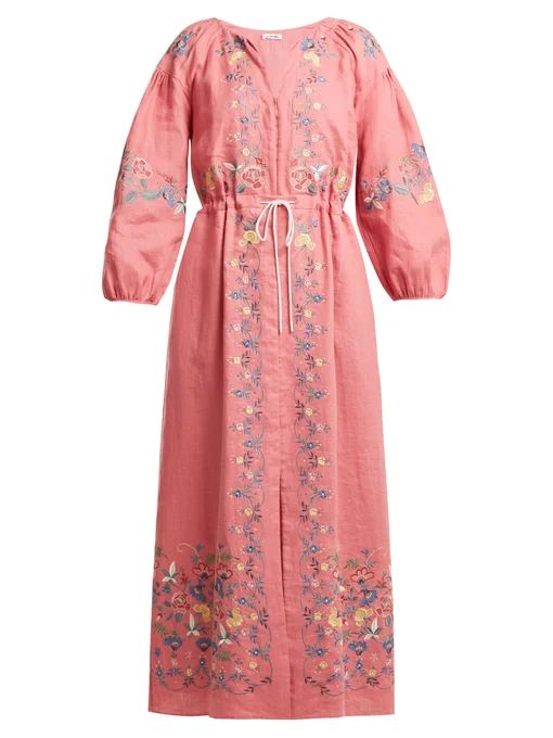 Maggie floral-embroidered linen dress | Vilshenko | Matches (UK)