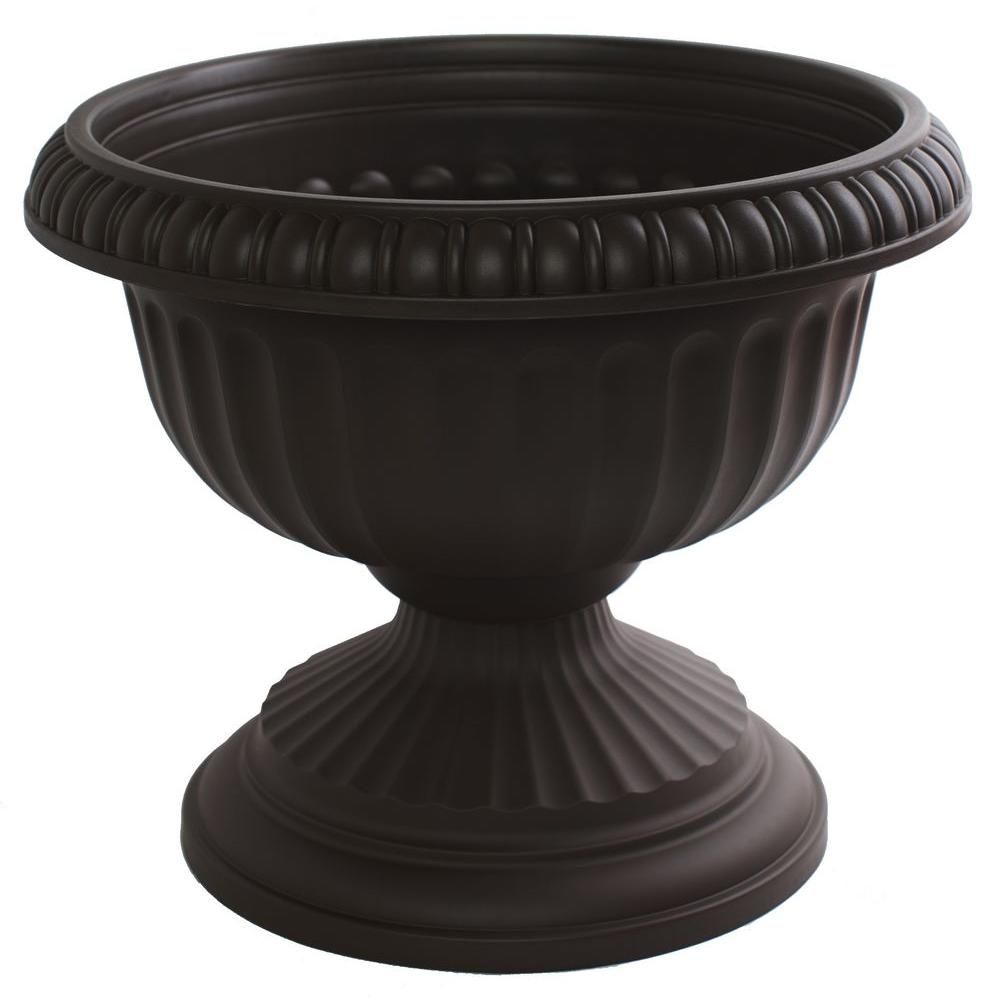 18 x 15 Black Grecian Plastic Urn Planter | The Home Depot