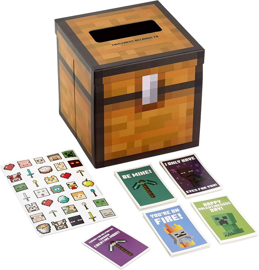 Hallmark Valentines Day Cards for Kids and Mailbox for Classroom Exchange, Minecraft (1 Box, 32 V... | Amazon (US)