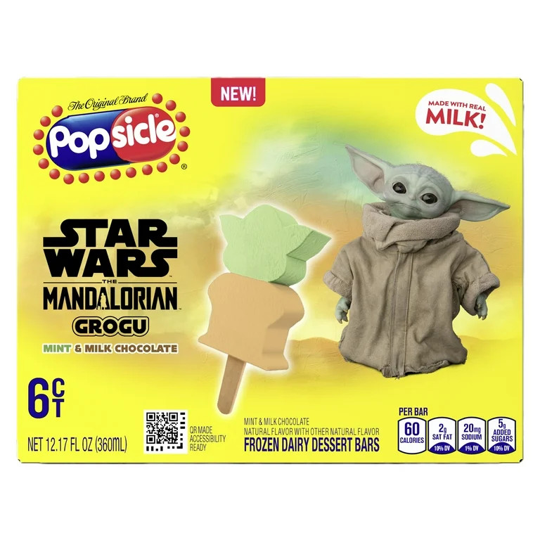 Popsicle Frozen Dessert Bars Star Wars the Mandalorian Grogu 12.17 oz 6 Ct | Walmart (US)