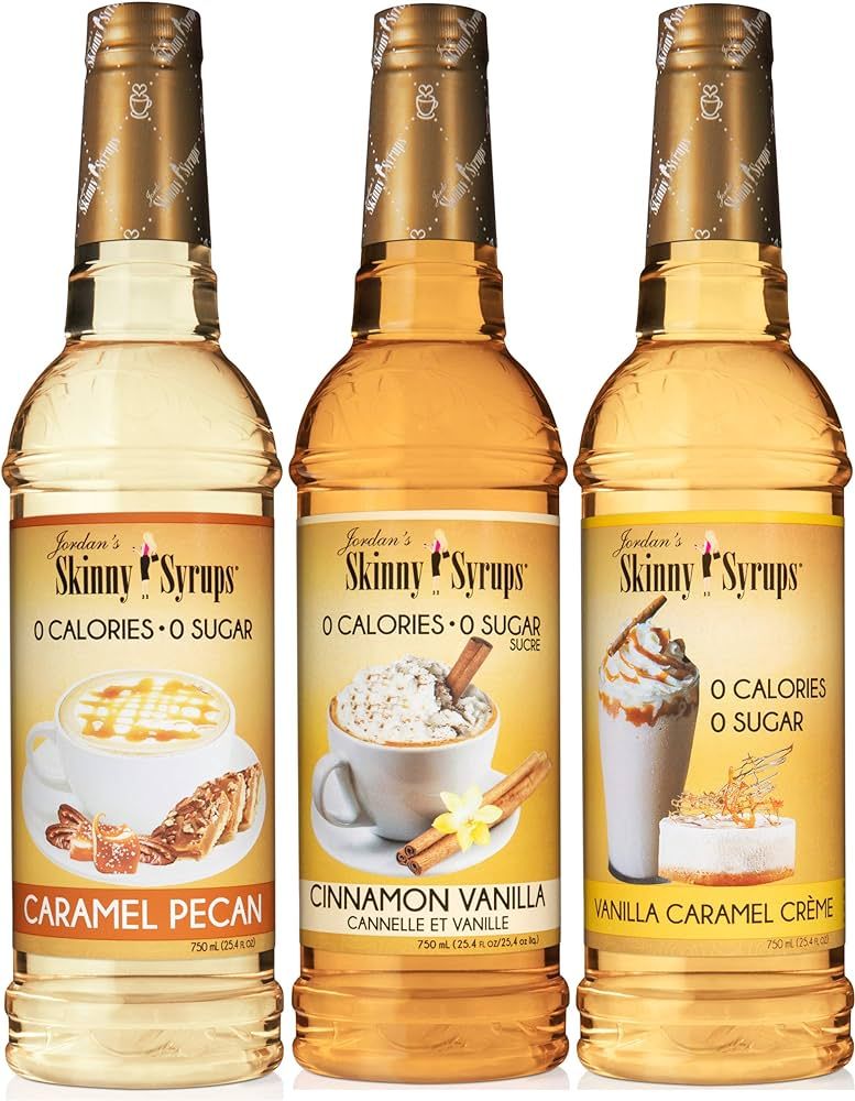 Jordan's Skinny Syrups New Favorites Collection - Caramel Pecan, Cinnamon Vanilla, Vanilla Carame... | Amazon (US)