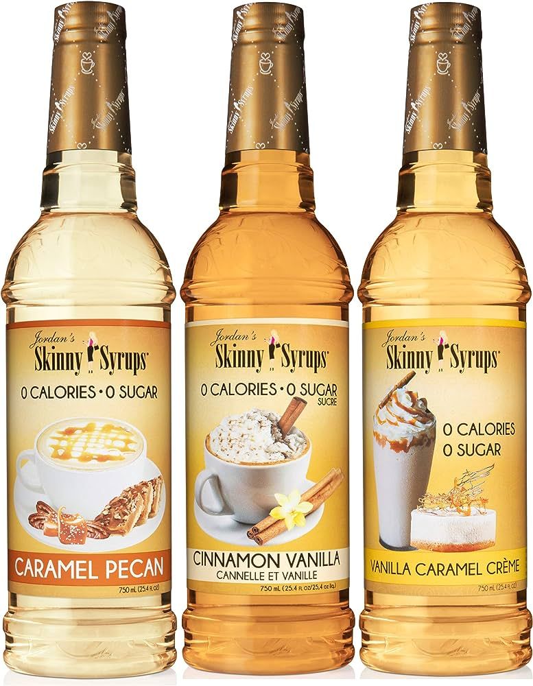 Jordan's Skinny Syrups New Favorites Collection - Caramel Pecan, Cinnamon Vanilla, Vanilla Carame... | Amazon (US)