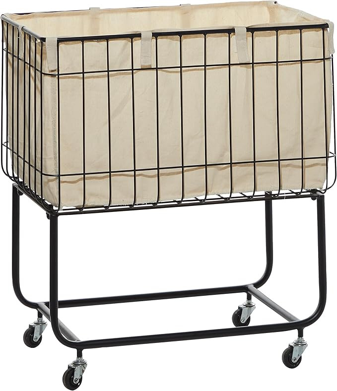 Deco 79 Metal Rectangle Storage Cart with Wheels, 24" x 16" x 26", Black | Amazon (US)