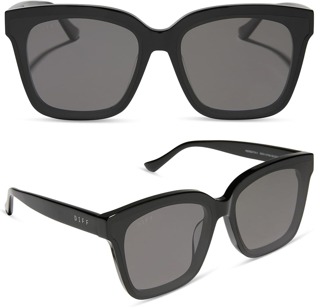 DIFF Meredith II Designer Oversized Square Sunglasses for Women UV400, Black + Grey | Amazon (US)