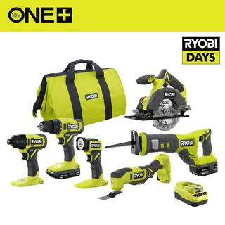 ONE+ 18V Cordless 6-Tool Combo Kit with 1.5 Ah Battery, 4.0 Ah Battery, and Charger | The Home Depot