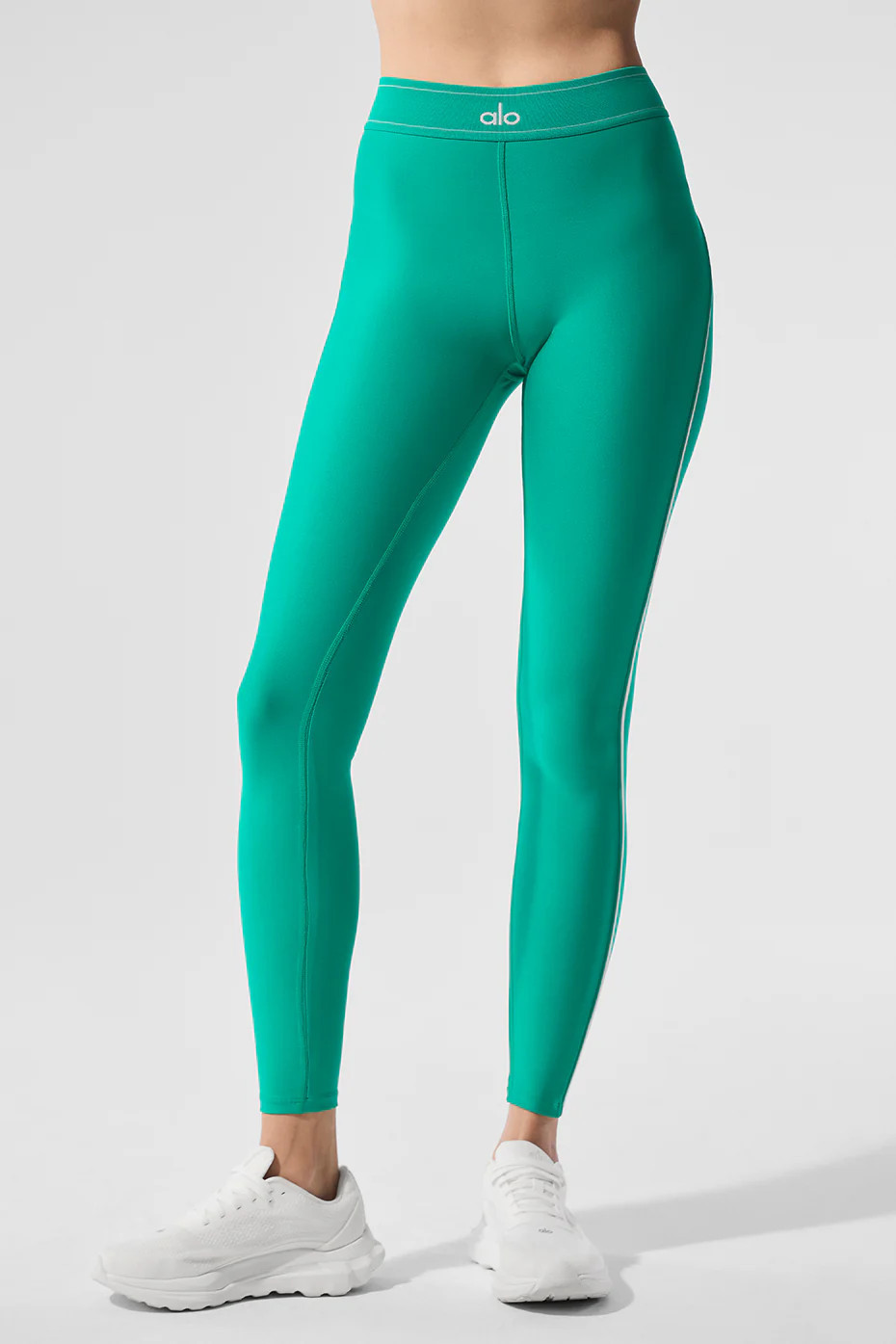 Alo Yoga® | Airlift High-Waist Suit Up Legging in Spruce Green/White, Size: Medium | Alo Yoga