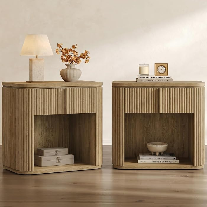 SICOTAS 30" Wide Night Stand Set of 2, Oversized Extra Large Nightstands Side Tables with Solid W... | Amazon (US)
