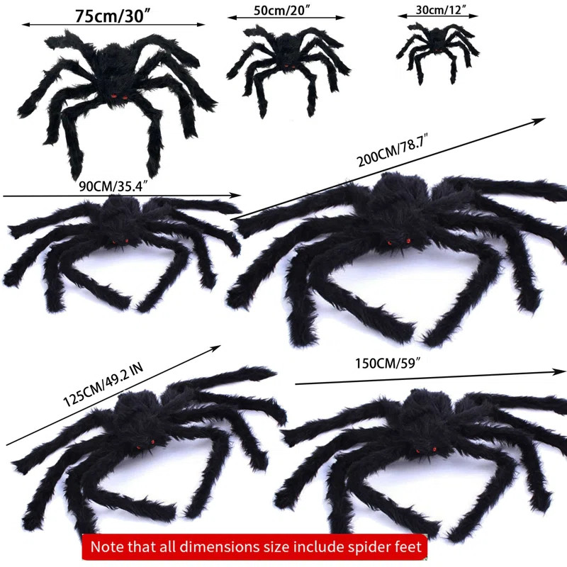 5PCS Halloween Giant Spider Black Soft Hairy Scary Spider For Halloween Outdoor Yard & Indoor Dec... | Wayfair North America