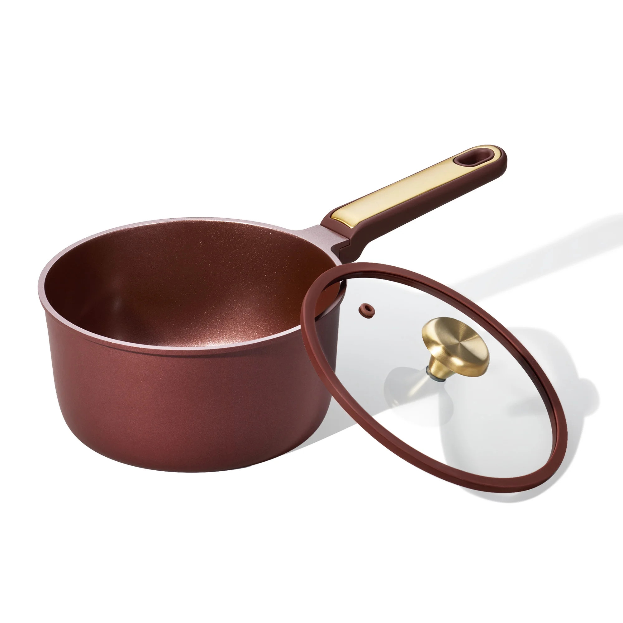 Carote 3QT Ceramic Nonstick Saucepan with Lid, Induction Compatible, Easy to Clean, Burgundy Red | Walmart (US)