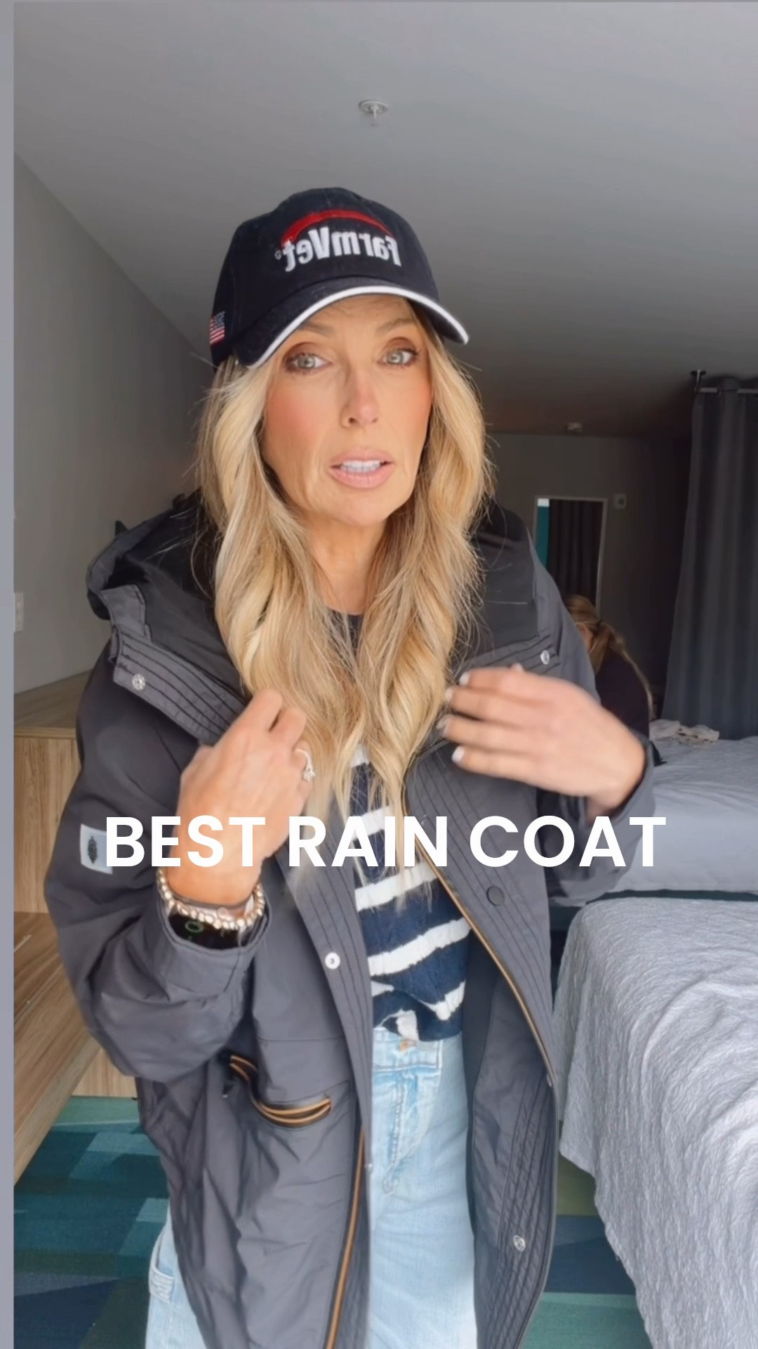 Although it is pricey, you will use this raincoat forever. It packs well, it has nice deep pockets that you can zipper all of your belongings into and it comes down past your butt or fuller coverage..