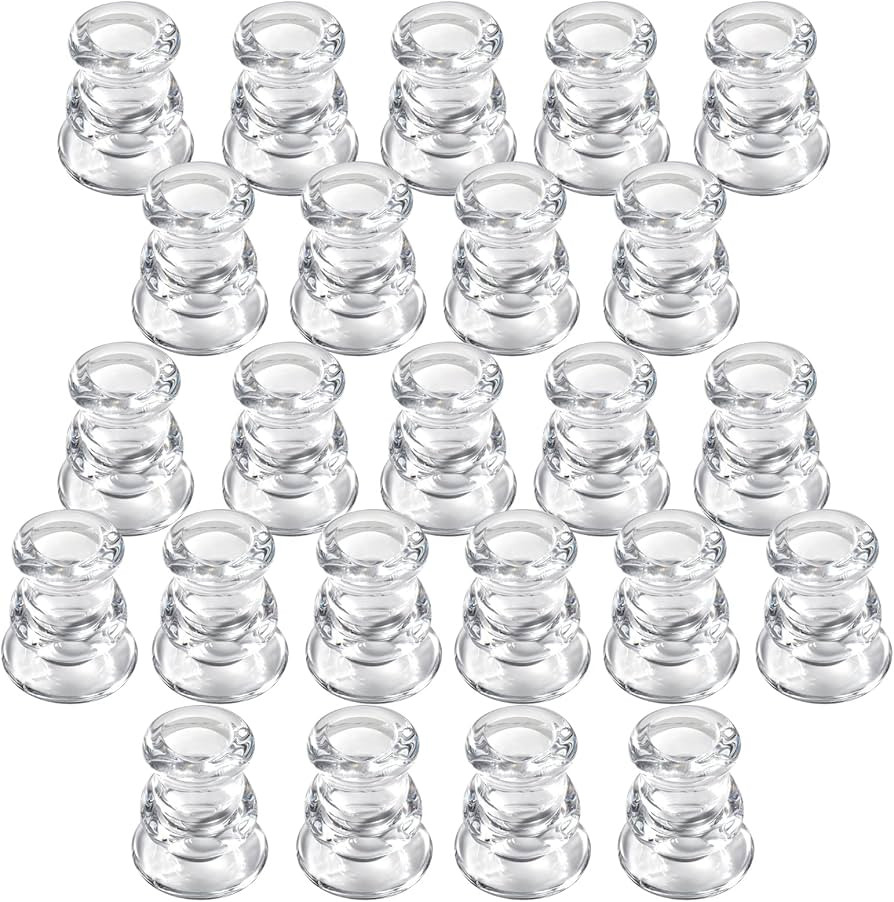 Clear Candlestick Holders 24PCS, 2.1" H Taper Candle Holders Bulk for Pillar Candles, Taper Candl... | Amazon (US)