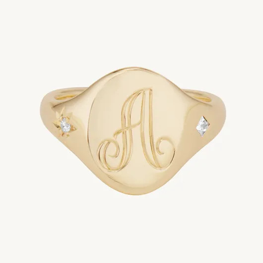 Large Heirloom Signet Ring, Diamond | Catbird