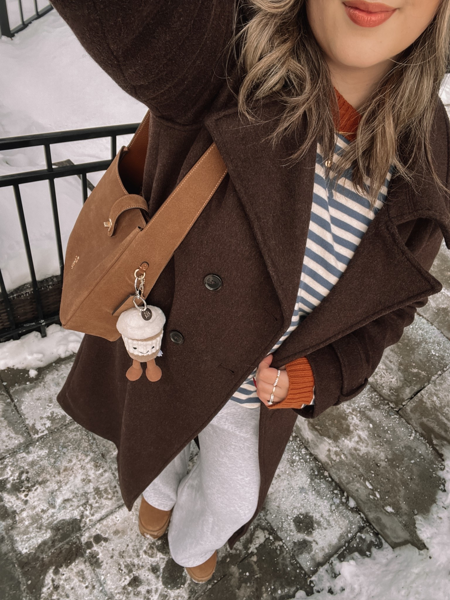 Casual winter outfit! Wearing my usual size L in the striped sweater, chocolate brown wool blend coat, and wide leg sweatpants. Ugg style platform boots from Amazon are so comfy! I’m usually a 9.5-10 and wear a 10


#LTKmidsize #LTKstyletip #LTKwinter