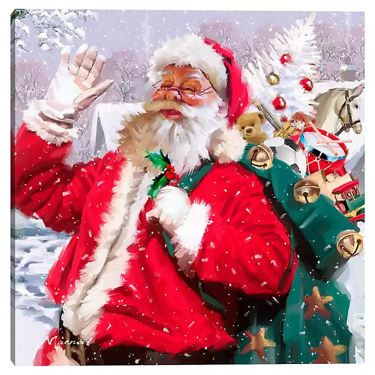 Santa Waving Canvas Art Print | Kirkland's Home