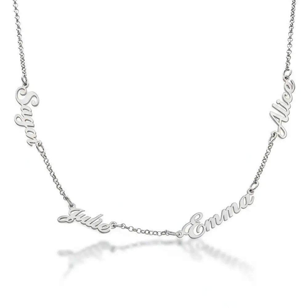 Heritage Multiple Name Necklace in Silver | Theo Grace