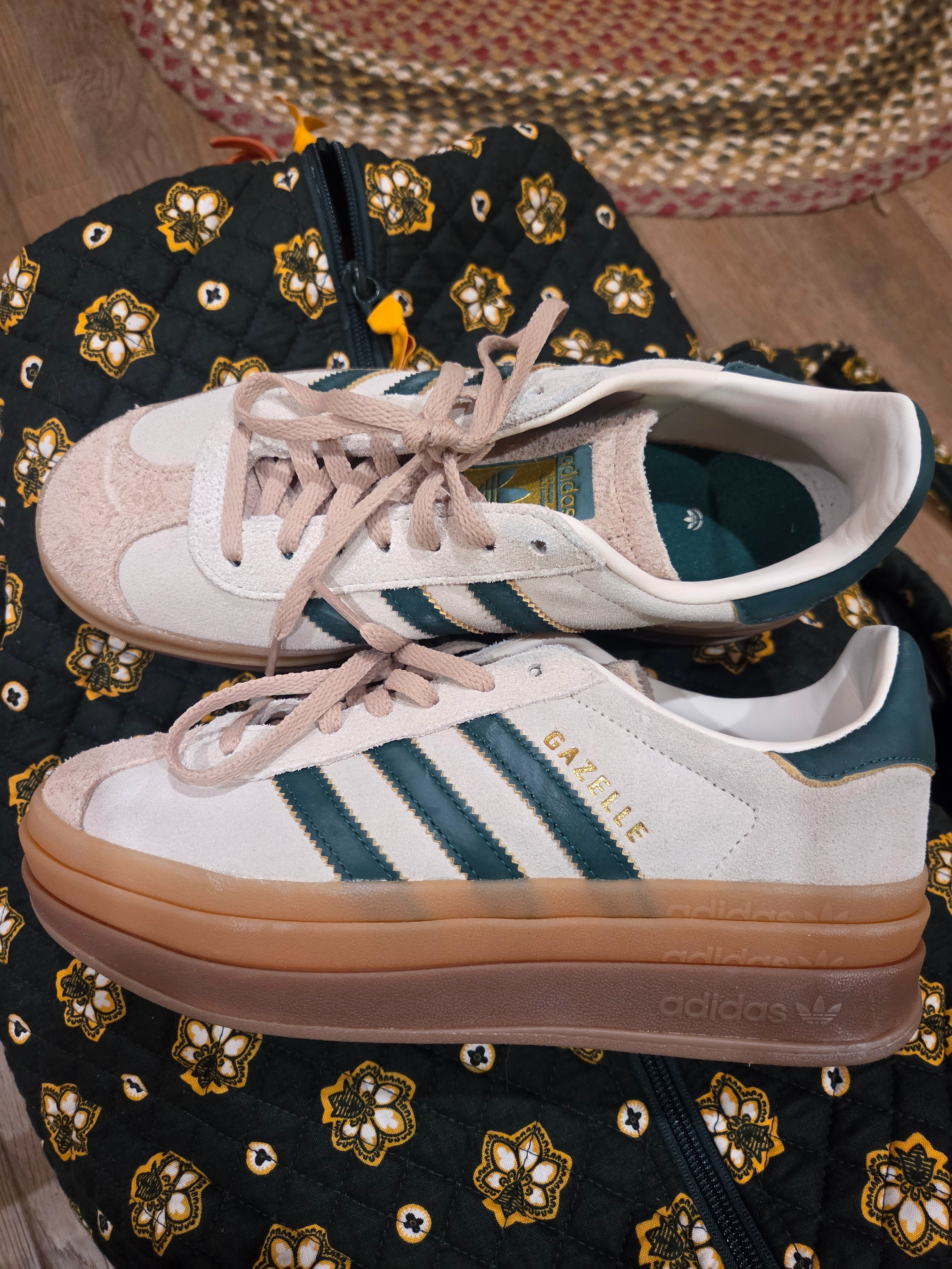 Womens Adidas Gazelle Bold platform sneakers still currently on sale for under $100 at Dicks! I have the Cream/Green colorway, and took my true size 6.5. 

#LTKSaleAlert #LTKShoeCrush #LTKActive