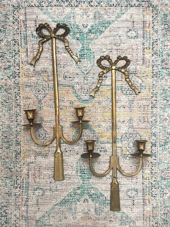 Pair of Large Brass Bow Sconces - Etsy | Etsy (US)