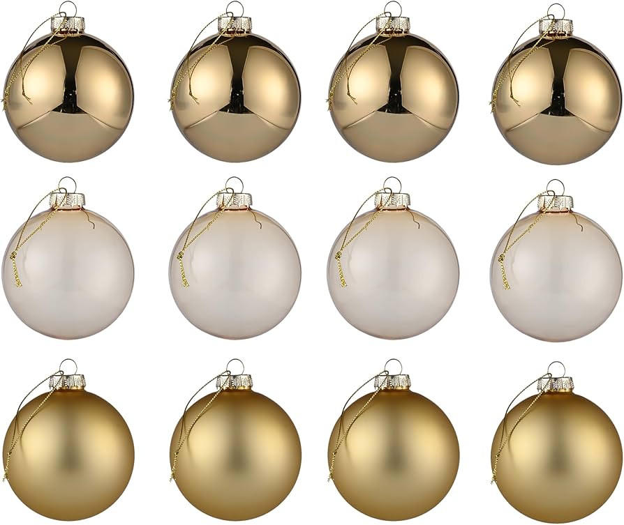 Gold Glass Christmas Ball Ornaments for Christmas Tree, 2.36” Christmas Hanging Ornaments Set o... | Amazon (US)