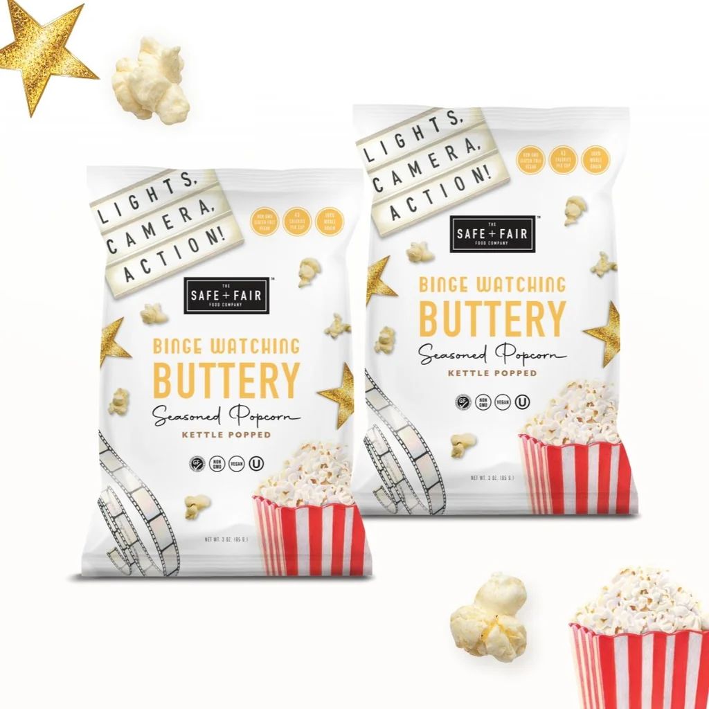 Binge Watching Buttery Seasoned Popcorn Pack | Safe + Fair