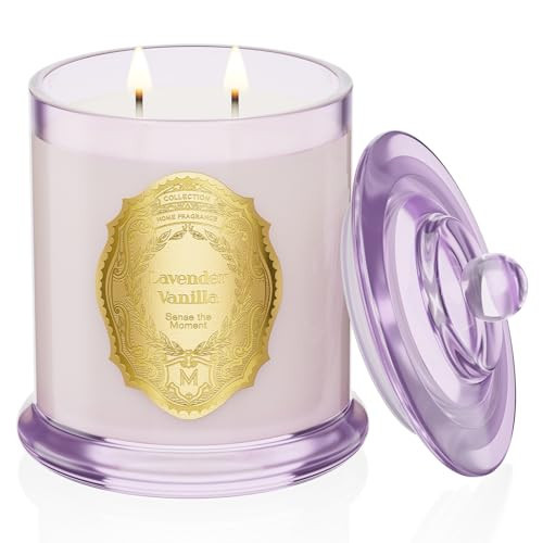 M&SENSE Lavender Vanilla Candles for Home Scented, 2 Wick 12.7oz Soy Wax Candles Non Toxic,70 Hours Long Burning,Luxury Candles Gift for Stress Relief, Meditation, Yoga | Amazon (US)