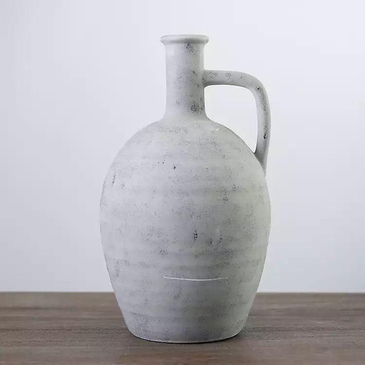 Matte Gray Rotund Earthenware Pitcher Vase, 14 in. | Kirkland's Home