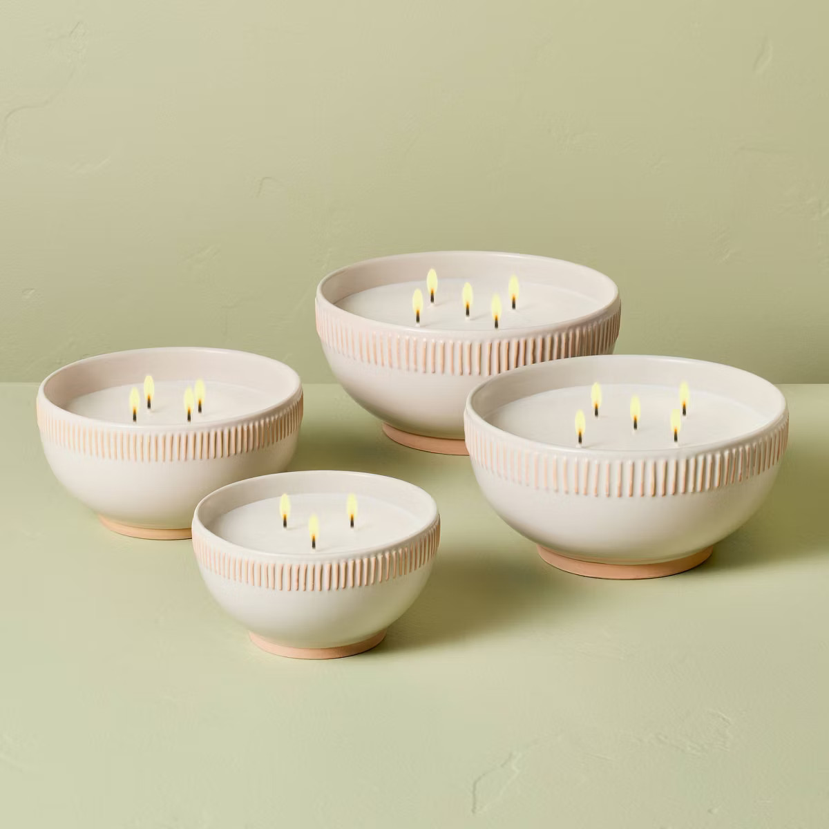 Rim Stripe Ceramic Citronella Bowl Candle Cream - Hearth & Hand™ with Magnolia | Target