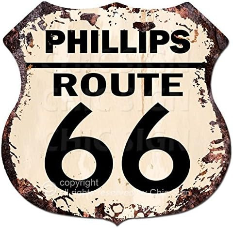 PHILLIPS ROUTE 66 Chic Sign Vintage Retro Rustic 11.5"x 11.5" Shield Metal Plate Store Home Room ... | Amazon (US)