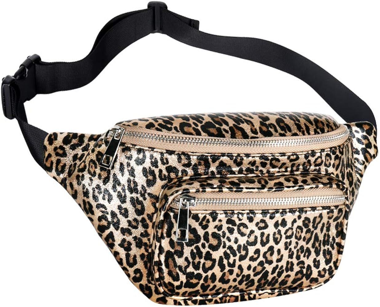 Geestock Leopard Fanny Packs Fashionable PU Leather Bumbag Women Belt Bag Cute Waist Pack with Adjus | Amazon (US)