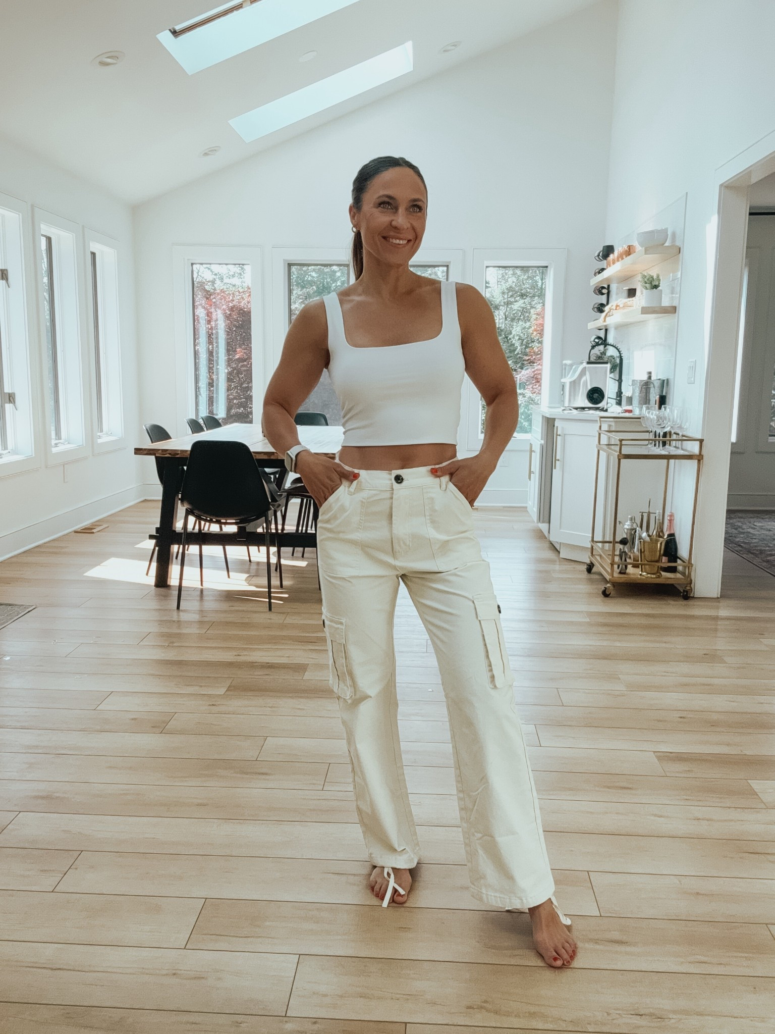 Wearing a size small in the cargos and tank top. #cargopants #casualoutfit

#LTKFindsUnder50 #LTKOver40 #LTKStyleTip