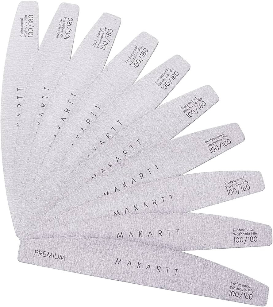 Makartt Nail File100/180 Grit Nail Files for Acrylic Nails Gel Nails Dip Nails Professional Stron... | Amazon (US)