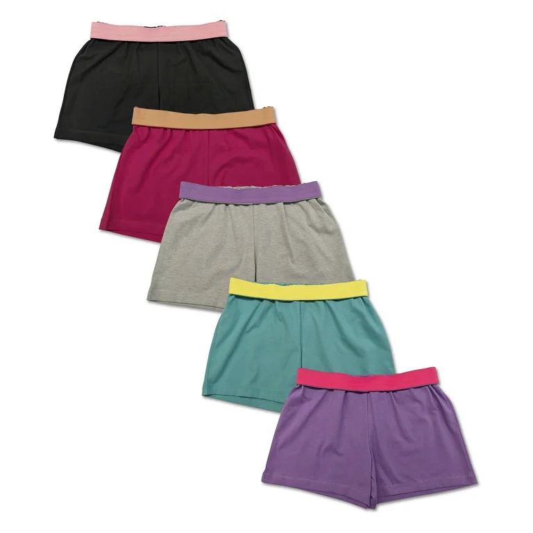 Wonder Nation Girl's Play Shorts 5-Pack, Sizes 4-18 and Plus - Walmart.com | Walmart (US)