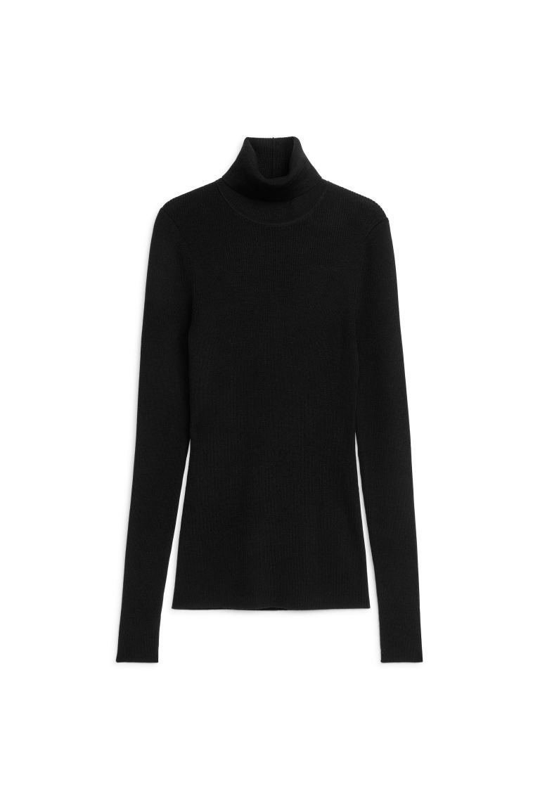 Merino Wool Roll-Neck - Black - Ladies | H&M GB | H&M (UK, MY, IN, SG, PH, TW, HK)
