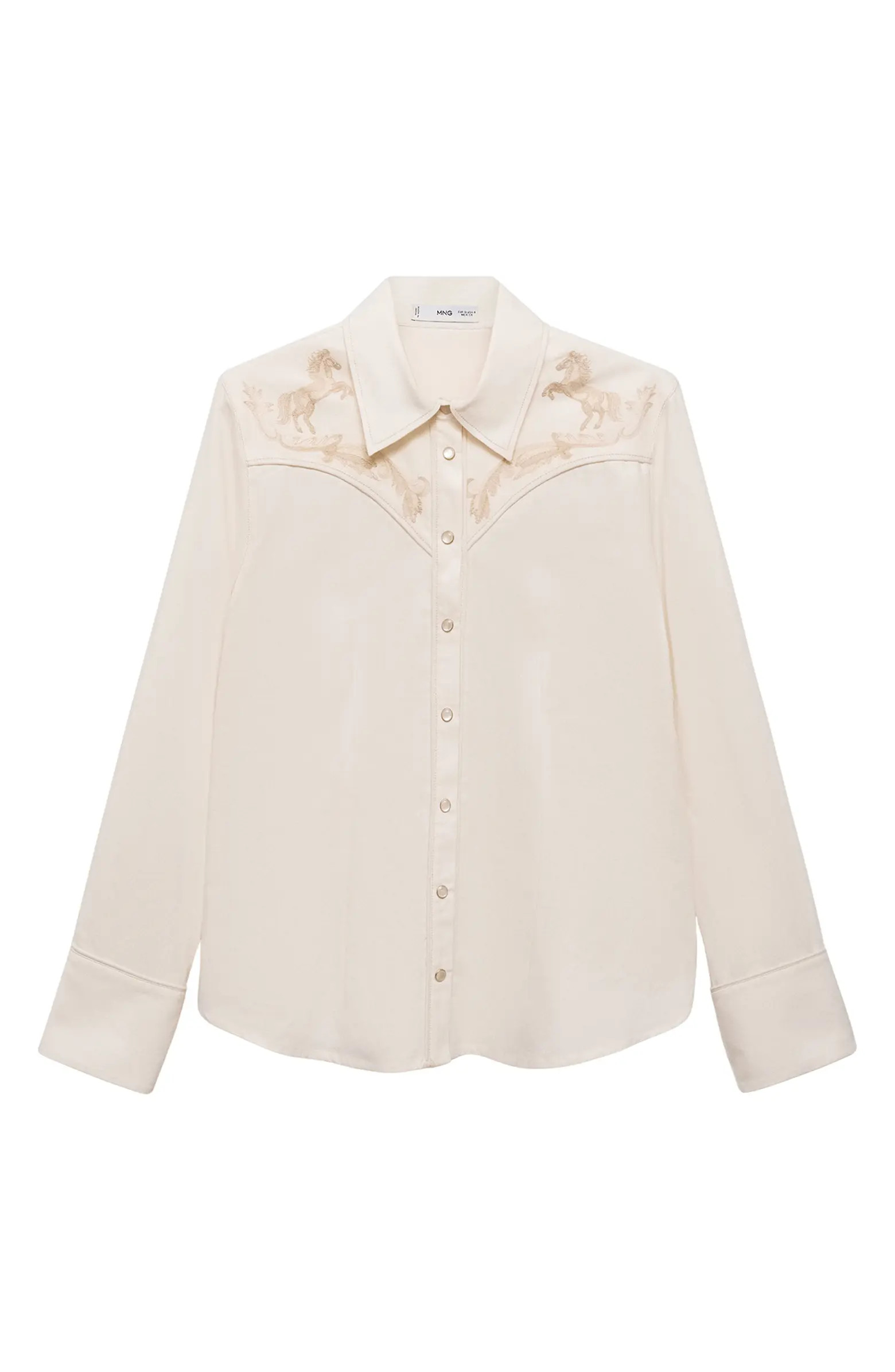 MANGO Embroidered Western Shirt | Nordstrom | Nordstrom