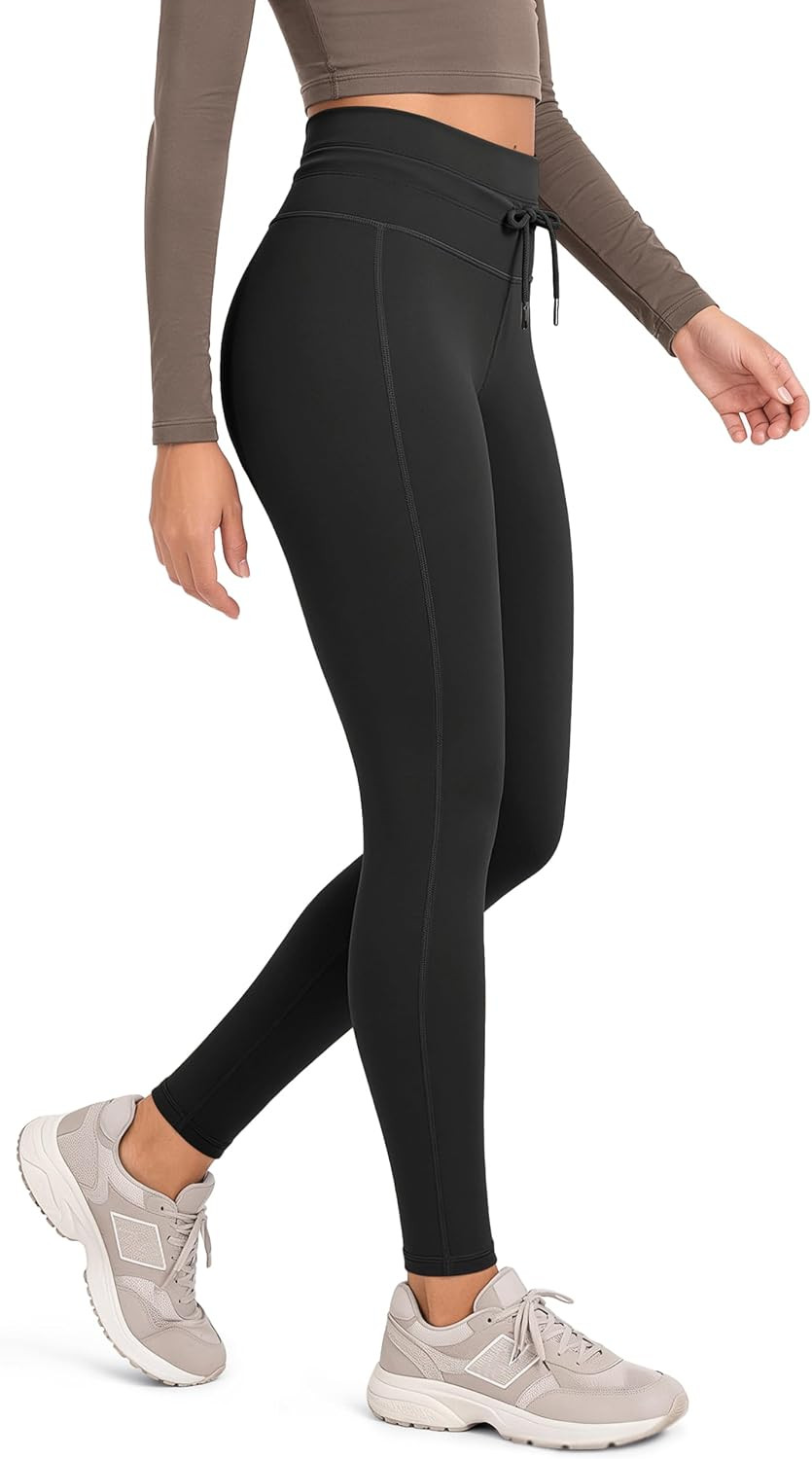 ODODOS Women's Drawstring Tie Leggings 25" / 28" High Waist Workout Yoga Pants | Amazon (US)