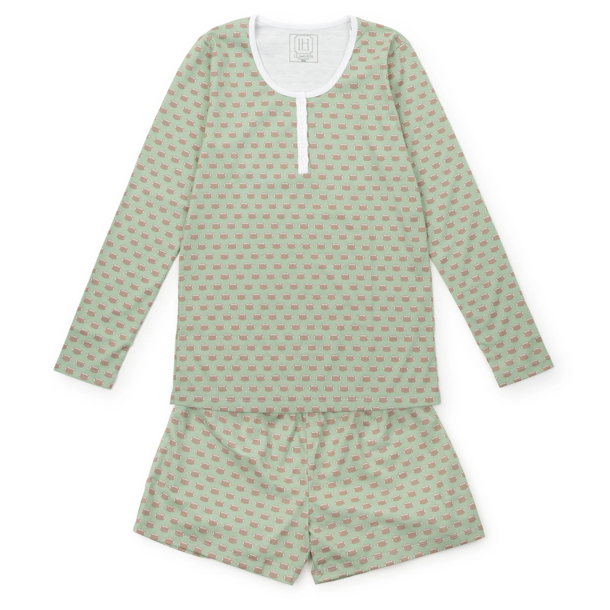 Marty Women's Pajama Short Set - Football | Lila and Hayes