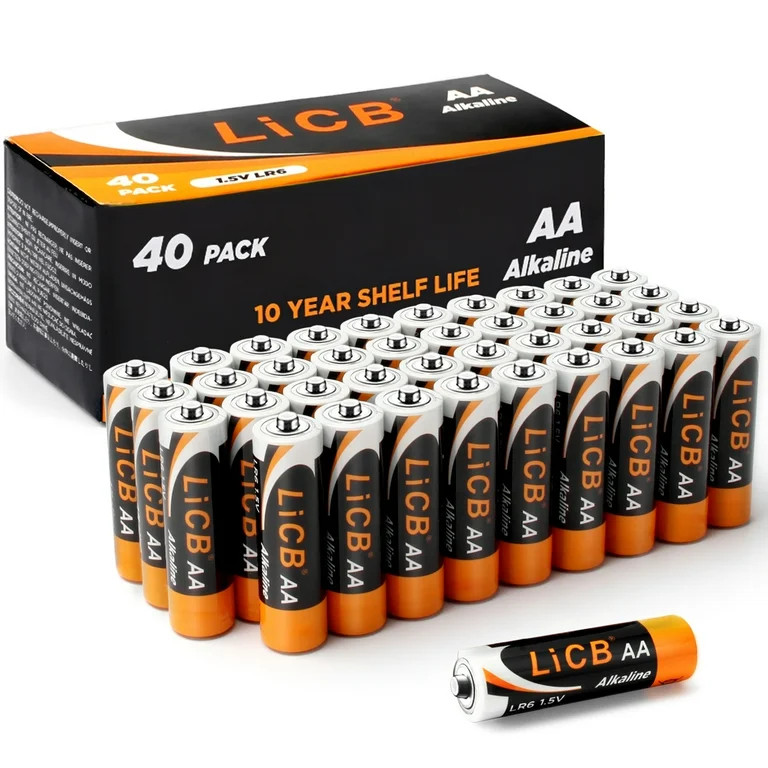 LiCB 1.5 Volts Alkaline AA Batteries 40 Pack, Long-Lasting Alkaline Double a Battery - Walmart.co... | Walmart (US)