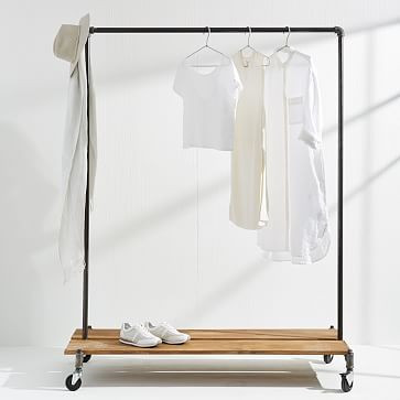 Monroe Trades Clothing Rack + Distressed Wood Platform, 67"" H X 19"" D, Without Hook | West Elm (US)