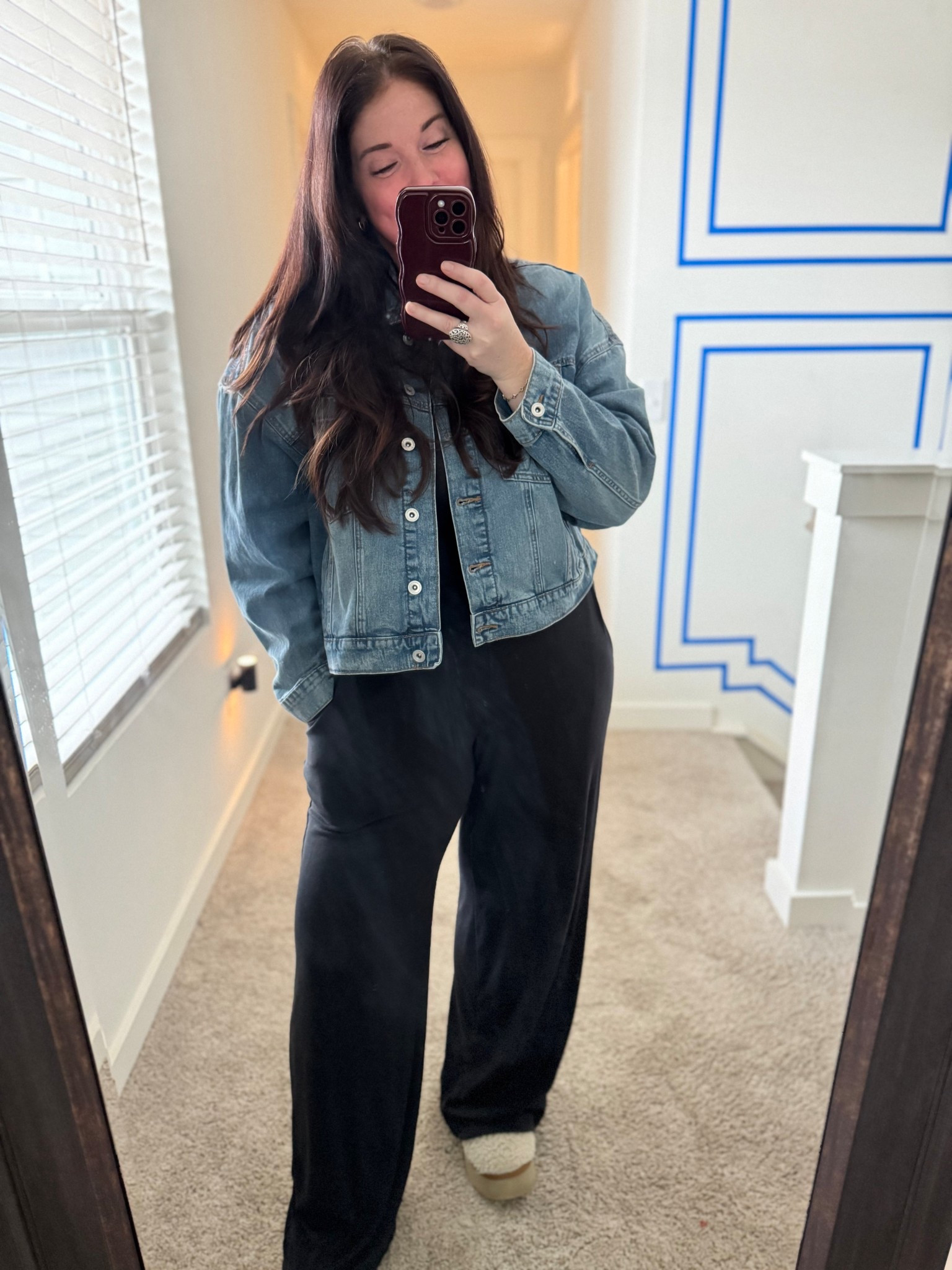 Jean jacket is Jessica Simpson from Walmart. Wearing size CL in jacket. Lounge set is Target- best set ever! Wearing size L in pants- they have the perfect waist band and run oversized. 

#LTKmomlife #LTKMidsize #LTKootd