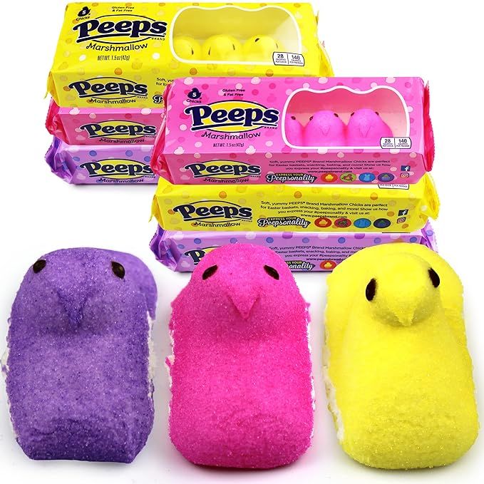 Peeps Marshmallow Chicks – Yellow, Purple, and Pink Gluten and Fat-Free Candy – Perfect Cool ... | Amazon (US)